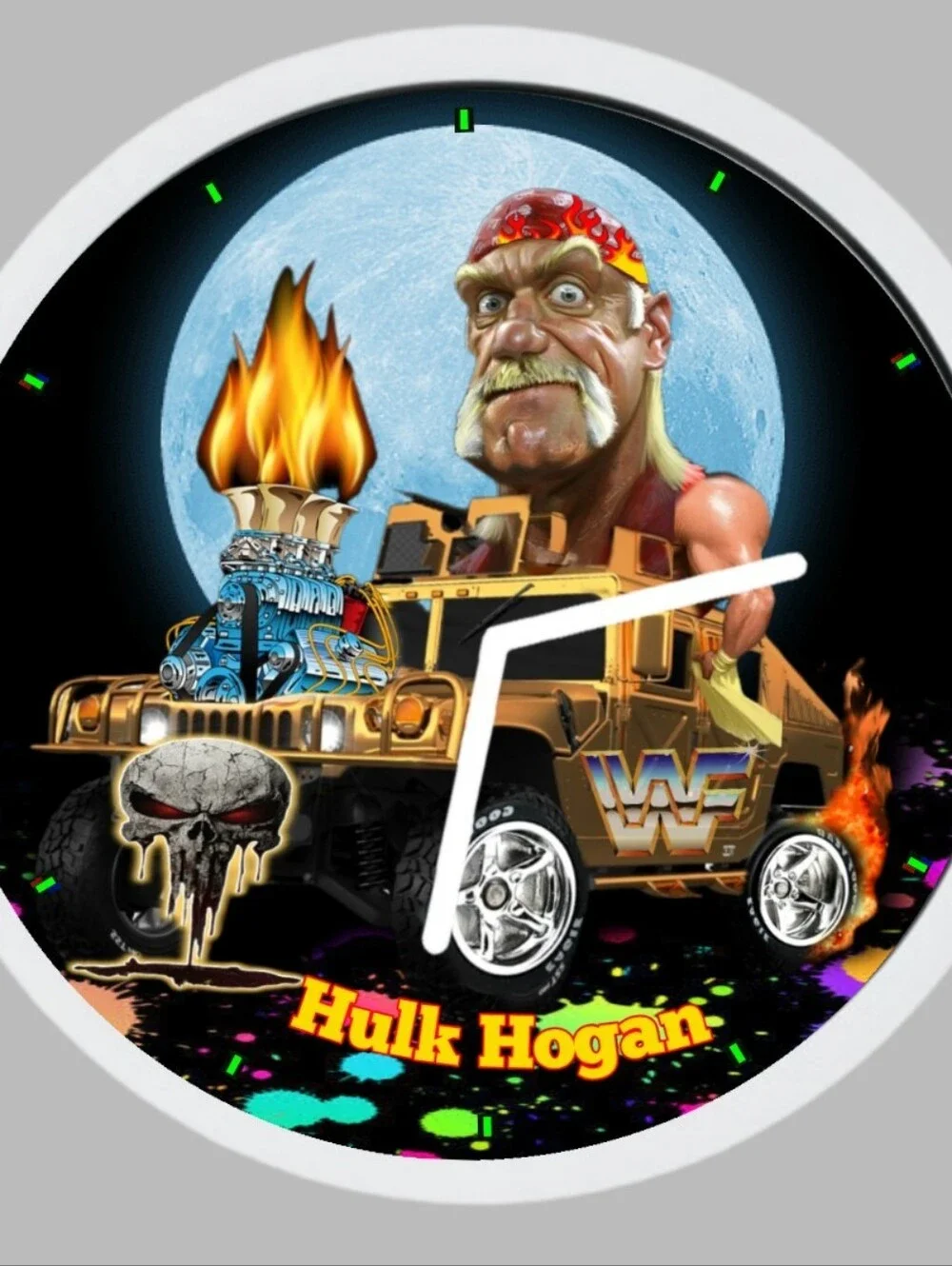 Hulk Hogan Themed Graphic Wall Clock - Black/Yellow